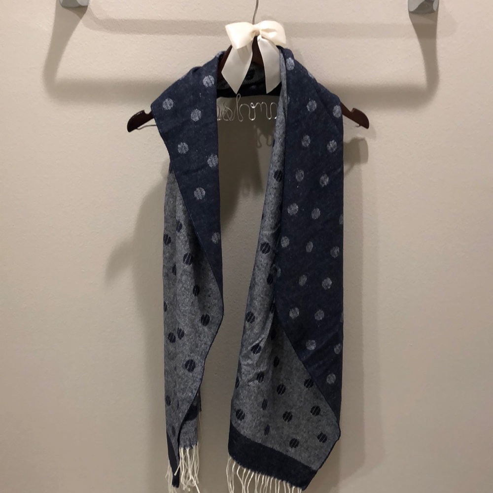 AMAZING J.Crew Denim Blue Polka Dot Scarf